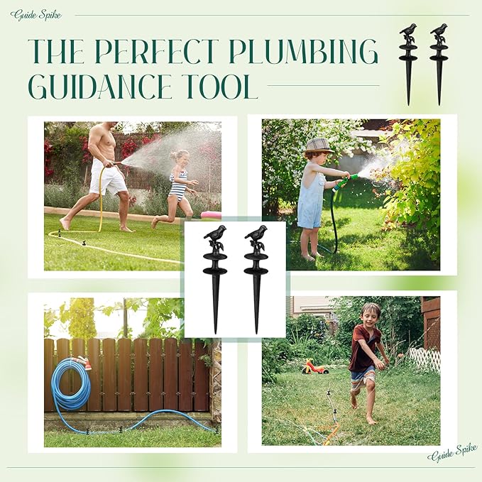 MorningRo 8 Pcs Garden Hose Guide Spike 12 Inch Heavy Duty Metal Hose Support Spike Aluminum Decorative Garden Stakes Protector to Keeps Flower Beds Plant Yard Lawn (Bird)
