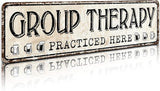 Group Therapy Practiced Here Retro Tin Metal Sign Bar Cave Beer Signs for Cafe Bar Pub Beer Club Wall Decor 4"x 16"