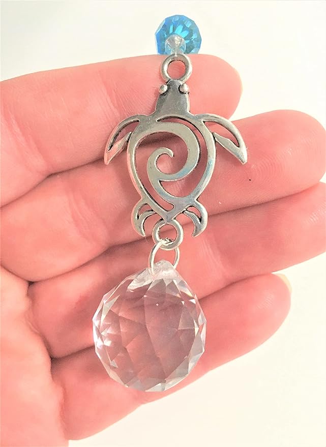 SEA Turtle Car Charm, Crystal Suncatcher, Handmade, Gift Wrapped, Mirror Decoration, Car Accessory, Sea Turtle Gift