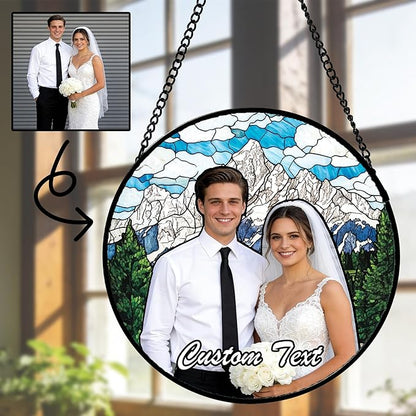 Personalized Pet Custom Photo Faux Stained Glass Window Hanging - Loss of Dog Sympathy Gift Memorial Gifts Customized Ornaments Christmas Mother's Day for Lovers Women Men Dad Mom Nana