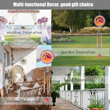Wind Chimes with Dog Cat Pet 3D Display Wind Spinner for Outside Garden Patio Yard Decor, Metal Decorative Windchimes Outdoor Hanging Gift for Mom Women Grandma Wife, for Christmas, Birthday