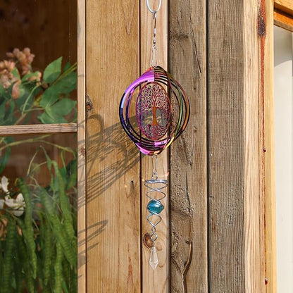 Phuryllic Wind Spinners Outdoor, Garden Decor, Bird Deterrents for Outside, 3D Metal Yard Decorations for Patio & Backyard, Unique Gardening Gifts for Women & Moms - Tree of Life