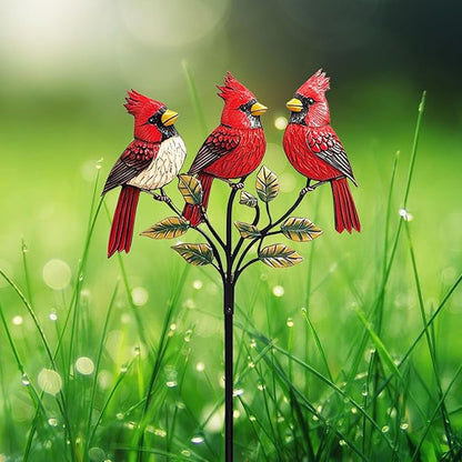 Cardinal Garden Stake, Metal Red Bird Outdoor Decor, Large Cardinal Statue for Yard, Patio, and Garden(Cardinals)