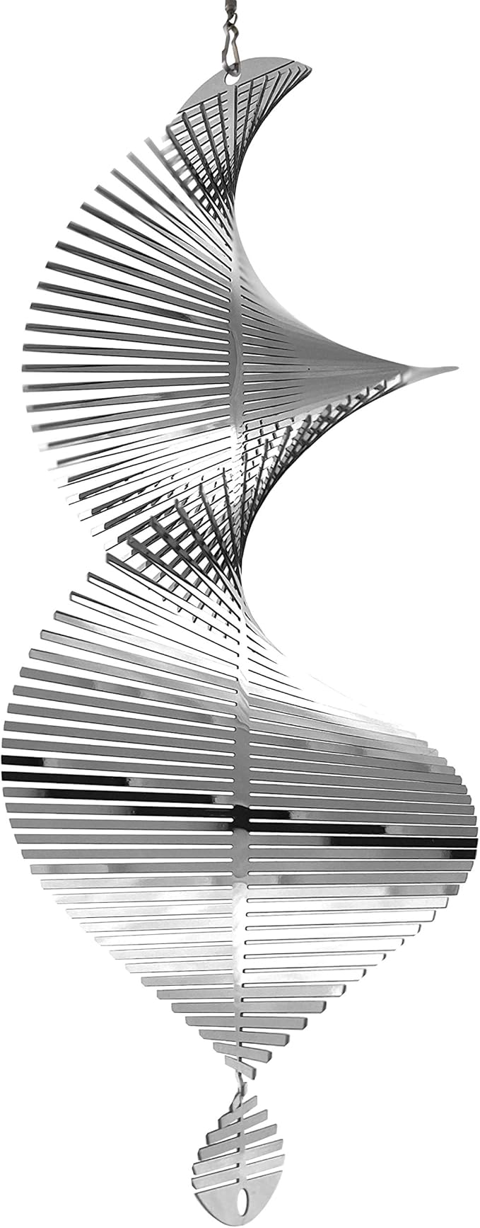 Wind Spinner Metal Garden Spinners Outdoor Garden Art for Backyard Outdoor Hanging Decor and Spinners for Yard and Garden Ornaments 3D Shape (Silver Helix)