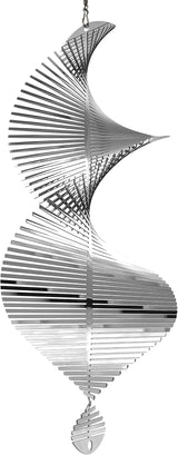 Wind Spinner Metal Garden Spinners Outdoor Garden Art for Backyard Outdoor Hanging Decor and Spinners for Yard and Garden Ornaments 3D Shape (Silver Helix)