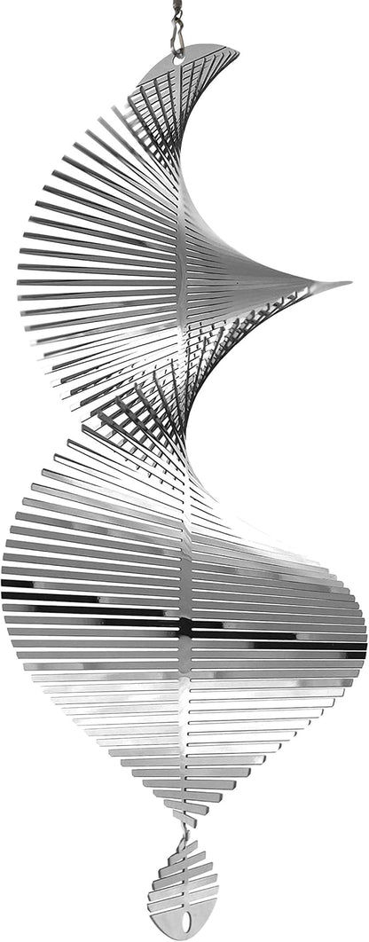 Wind Spinner Metal Garden Spinners Outdoor Garden Art for Backyard Outdoor Hanging Decor and Spinners for Yard and Garden Ornaments 3D Shape (Silver Helix)