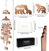 Bear Wind Chimes for Outside, Bear Gifts for Men Women Nature Lovers Metal Windchimes Outdoors, Mountain Forest Wildlife Design Home Garden Patio Yard Decor