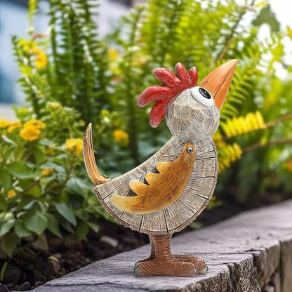 Outdoor Whimsical Rooster Statue Resin Chicken Art Sculpture Garden Rooster Figurine Decoration, Rustic Roosters Decor, Animal Ornament for Yard, Lawn, Home, Office, Garden Gifts