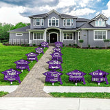 Chunful 12 Pack Graduation Yard Signs Grad Decoration 2026 Happy Graduate Lawn Garden Sign with Stake Congrats Outdoor Plastic Cap Hanging Ornament for Class Pathway Walkway Porch Party(Purple)