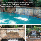 Pondo 12" Waterfall Pool Fountain, 304 Stainless Steel Pond Waterfall Spillway with Wider Water Flow Platform, Professional Spray for Sheer Descent Garden Outdoor