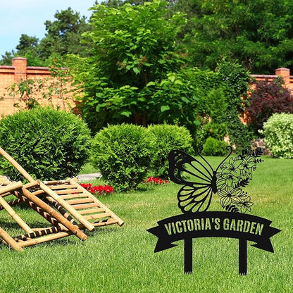 Personalized Metal Garden Sign with Stake, Custom Garden Decor for Outdoor, Custom Family Name Sign, Patio Decorations, Lawn Art, Farmhouse Decorative, Housewarming Gift (CstmDesign7)