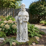St Francis Garden Yard Decor Statues 30.7 Inch Saint Francis of Assisi Catholic Christian Lawn Patio Outdoor Sculptures Magnesium Oxide Stone Garden Art Decorations，Grey
