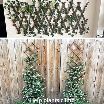 Avalution Extensible Natural Garden Wooden Fence Lattice Frame Plant Support Frame Natural Wooden Lattice Frame for Cucumber Climbing Plant Vines Ivy Rose 75"x11.8" Lattice Fence Panel(2Pack)