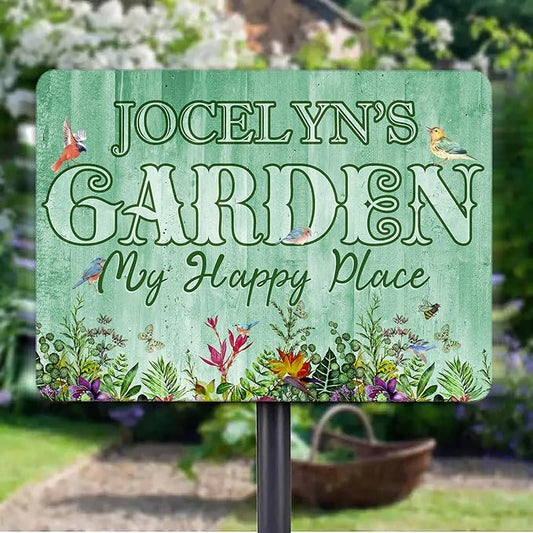 Custom Metal Signs with Name Made in USA Personalized Vintage Garden Sign Waterproof Vintage Decorative Metal Print for Wall Decor Customized Home Garden Ideas Gifts Artwork Prints for Yard Ourdoor