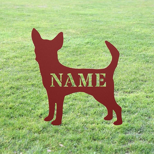 Custom Chihuahua Red Garden Statue Stake,Custom Chihuahua Outdoor Yard Art Decor,Memorial Remembrance Sculpture for Yard Garden Porch Lawn Grassland Park Farm Flowerpot Decor.
