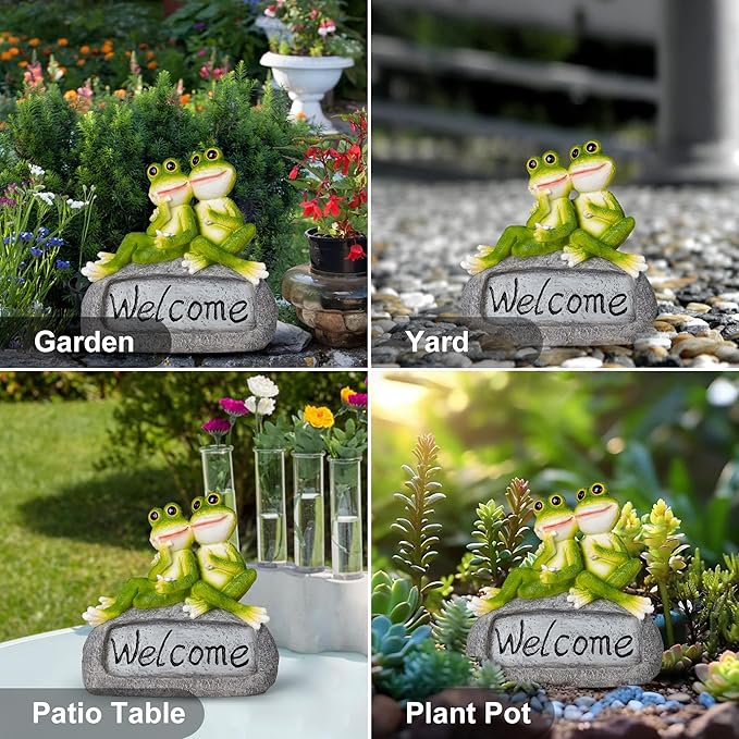 Lily's Home Cute Frog Ornament - Polyresin Garden Statue for Patio, Yard & Rooftop | Weatherproof Outdoor Decor | Charming Animal Figurine for Indoor/Outside Use