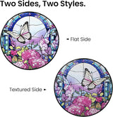 AELS Stained Glass 7.87" Round Suncatcher, Colorful Sun Catcher for Home Garden Window Decor, Window Hanging Ornament Gift for Friends and Family, Butterfly