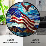American Flag Stained Glass Window Hanging Customized Suncatcher 12" Glass Panel with Metal Chain Sun Catchers Wall Art Home Decor Gift for Women Mother's Day