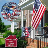American Flag Wind Spinner 12 Inch - 3D Patriotic Eagle & Christian Cross Outdoor Decor, Stainless Steel Hanging Yard Spinner, Gift for 4th of July, Veterans, Mom, Dad, Home & Garden