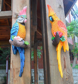 coolboy Hanging Parrot Bird Statues Decor,Tropical Real Resin Bird Figurines,Home Ornament Decor for Tiki Bar,Perfect for Yard Ornaments,Tree Decorations Outdoor,Patio,Lawn,Tree Trunk, Porch