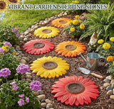 Landical 6 Pack Decorative Stepping Stones for Garden 10 Inch Cement Flower Stepping Stones Decoration for Patio Walkway Yard Outdoor(Sunflower)