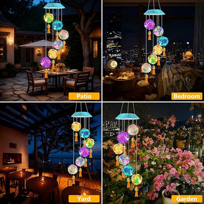 Toodour Solar Wind Chime, Color Changing Hydrangea Ball Wind Chimes LED Decorative Mobile Waterproof Outdoor Solar Lights Gifts for Mom Grandma, Garden, Patio, Yard, Window Decoration Birthday Gift