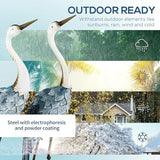 Outsunny Crane Garden Statues, 28.5" & 29" Standing Bird Sculptures, Metal Yard Art Decor for Lawn, Patio, Backyard, Landscape Decoration Set of 2, Blue & White
