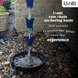 U-nitt Rain Chain Water Collection for Gutters Rainwater Catcher & Diverter, 8.5 FT Chains for Outside Garden, Blue Bucket Cups, Roof Downspout, Works with Heavy Rain, w/Gutter Clip for Rainchains