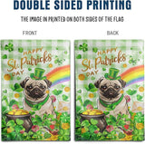 Pug St Patricks Day Garden Flag Dog St Patrick's Day Yard Flags for Outside 12x18 Double Sided Buffalo Plaid Shamrock Flag Small Outdoor Rainbow St Patrick's Decor