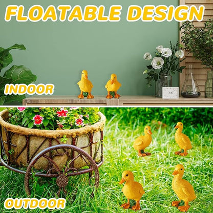 Lenwen 4 Pcs Resin Duck Figures Ducks Statue Duckling Outdoor Garden Statues for Patio Lawn Outdoor Yard Pond Decorations 3.9 x 3.1 x 2.8 Inch, 2 Styles