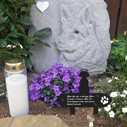 Rngmsi Dog Cemetery Decorations for Grave - Grave Garden Metal Decorations Memorial Dog Angel Wings Stakes Plaque Waterproof Black Grave Decoration Sympathy Garden Stake Markers Dog Grave Decor