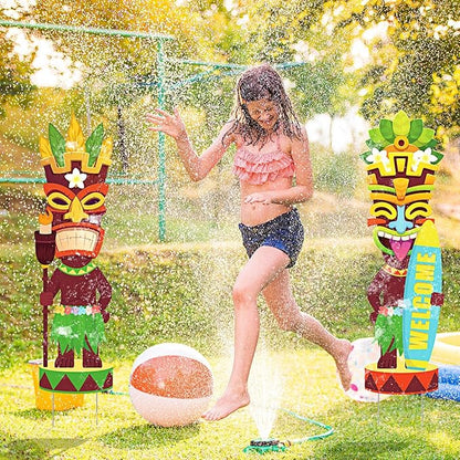 Queekay 2 Pcs Tiki Yard Sign Luau Hawaiian Tropical Party Decoration Outdoor Tiki Bar Sign with Stakes for Summer(Novelty Style)