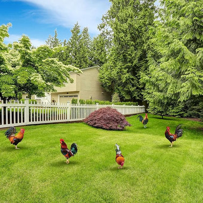 Soaoo 5 Pcs Acrylic Rooster Yard Decorations Outdoor Garden Chicken Statues Rooster Garden Decor Chicken Party Decorations for Outdoor Lawn