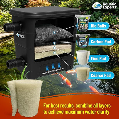 Aquatic Experts Beige COARSE Pond Filter Pad - 1.25 inch Thick - Bulk Roll Water Garden Filter Pond Media - Made in USA, (1.25 inch by 16 inch by 56 inch)
