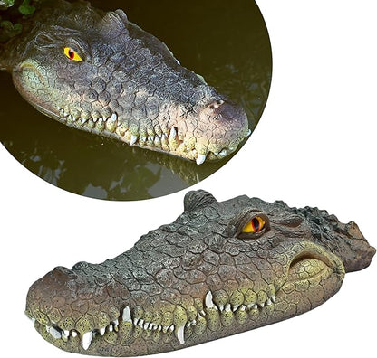 LUEUR Pond Floating Fake Alligator Head Decoy Crocodile Fake Head for Decorations Outdoor Pools Float Fake Gator Head Deterrent Ducks for Pond Decorations,Swimming Pool, Koi Pools