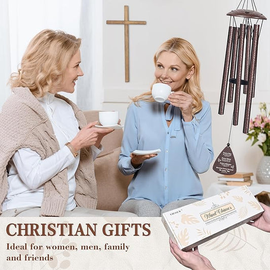 Christian Gifts for Women Men, 32" Wind Chimes with Bible Verse, Religious Gifts for Mothers Day Christmas Birthday, Inspirational Spiritual Gift for Mom Woman Man Pastor Sister Baptism, Home Decor