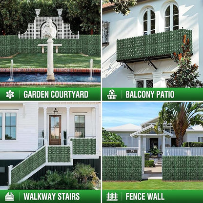 140x40inch Artificial Ivy Privacy Fence Wall Screen, Faux Greenery Backdrop Ivy Vine Leaf Hedges Fence Panels for Patio, Balcony, Garden, Backyard Indoor Outdoor Decor