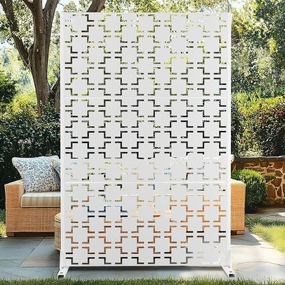 72" H×47" W Metal Privacy Screen Outdoor Privacy Screen Freestanding, Outdoor Privacy Screens and Panels for Patio Lawn Deck(Consists of 3 Panels)