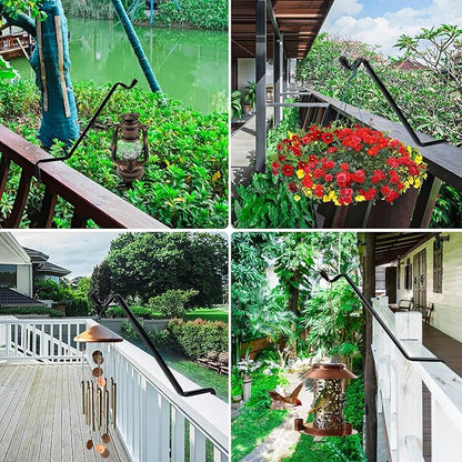 6-Pack Heavy Duty Swivel Deck Hook Rail Hanger for Hanging Bird Feeders, Plants, Wind Chimes, Lanterns - Fits Rails 2x4, 2x6 and 2x8