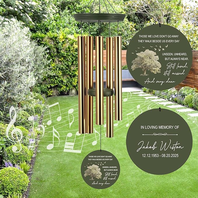 ASTARIN Custom Sympathy Wind Chimes for Loss of Loved One, Remembrance Gift for Loss Husband Wife, Windchimes in Memory of a Loved One, Gifts for Grieving Friends(Produced in USA)