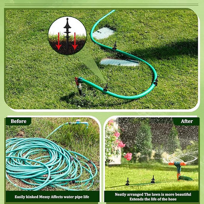 MorningRo 2 Pcs Garden Hose Guide Spike 12 Inch Heavy Duty Metal Hose Support Spike Aluminum Decorative Garden Stakes Protector to Keeps Flower Beds Plant Yard Lawn (Thatched Cranberries)