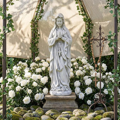Virgin Mary Statue, 29.9'' H Outdoor Statue Garden Decor Mother Mary Statue for Patio Yard Home Hallway Lawn Magnesium Oxide Stone Religious Indoor/Outdoor Decor