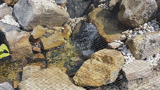 Pond H2o Black Premium Pond Protection Cover Net with Fixing Stakes 20 Ft by 13 Ft (6m x 4m) Heavy Duty Woven Fine Mesh Garden Netting Cover for Leaves, Protects Koi Fish