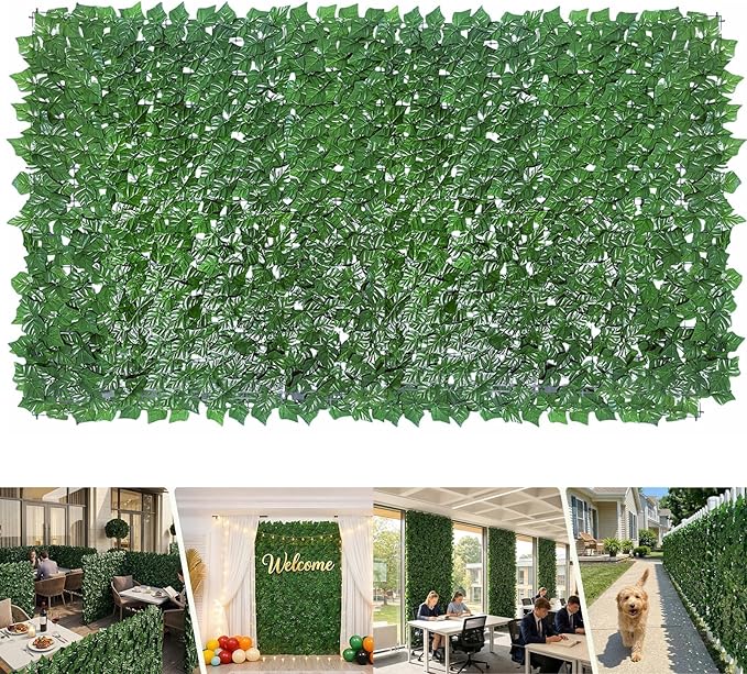 Bybeton 40" x 80" Artificial Ivy Privacy Fence Screen, UV Protected Faux Ivy Vine Leaf Roll, Greenery Wall Panels for Outdoor Patio, Balcony, Garden and Backyard Privacy Decor