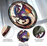 Dragon Stained Glass Window Hanging Suncatchers Stained Glass Panel Sun Catchers Wall Hanging Decor Gifts for Mom,Grandma
