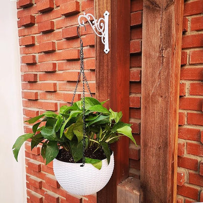 Iron Hanging Planter Bracket, 2 Pcs 6-Inch Wall Hooks for Hanging Birds Feeders, Latern, Wind Chimes, Coat, Decorative Indoor Outdoor (Screws Included, White)