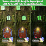 Syhood Fairy Door and Window Miniature Summer Home with Lamp Room Wall and Trees Outdoor Glow in Dark Fairies Sleeping Yard Art Garden Sculpture Patio Lawn Decor Ornament Gift(Stone Style)
