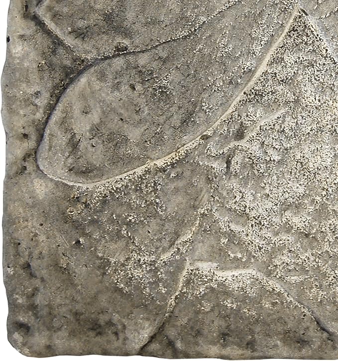 BestNest Set of 2 Athens Pre-Aged Dragonfly Stepping Stones – 12"x12" Concrete Garden Pavers with Raised Insect Detail – Gray Stone Finish Outdoor Pathway Decor