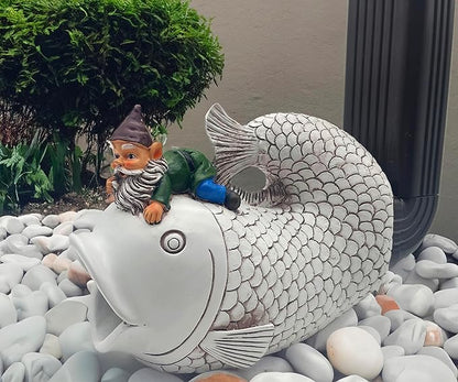Teaeeno Fish Gutter Downspout Extension Decor,3''x4'' Downspout Extender Diverter Splash Block Sculpture Outdoor Decor,Animal Resin Statue Ornaments,for Garden,Lawn,Yard,Rain Downspout Diverter