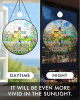 Christian Stained Glass Window Hanging Sun Catcher, Religious Faith for Mom or Grandma, Church Window Decor